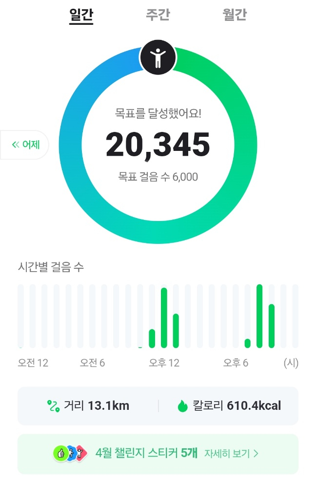 네이버 걷기 챌린지 시작 2만보인증
