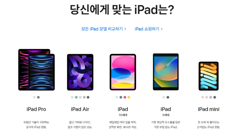  아이패드별 비교 정보 및 할인 정보 구매가이드
