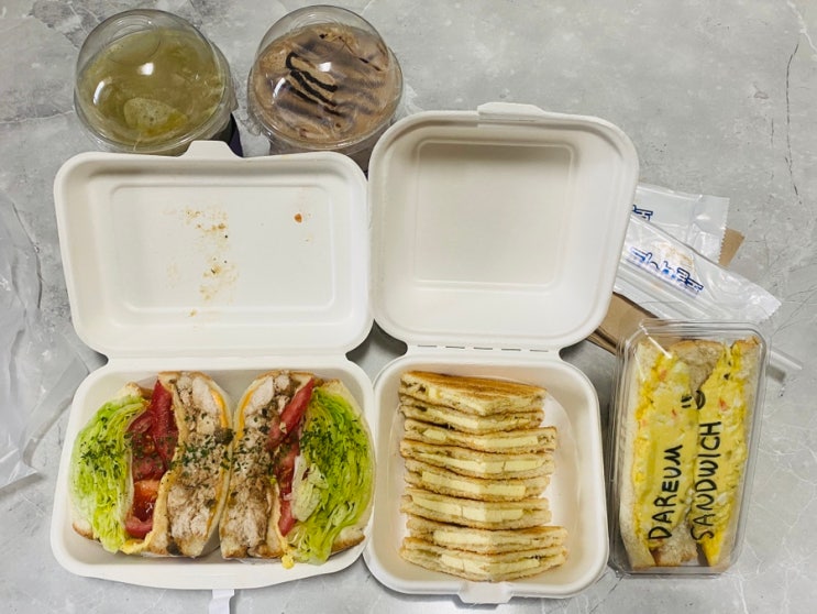  푸짐한 샌드위치 일산 백석역 카페 다름 cafe dareum 배달의 민족