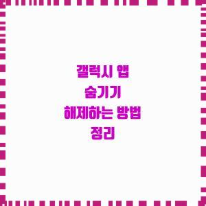  앱 숨김 해제! 방법 정리!