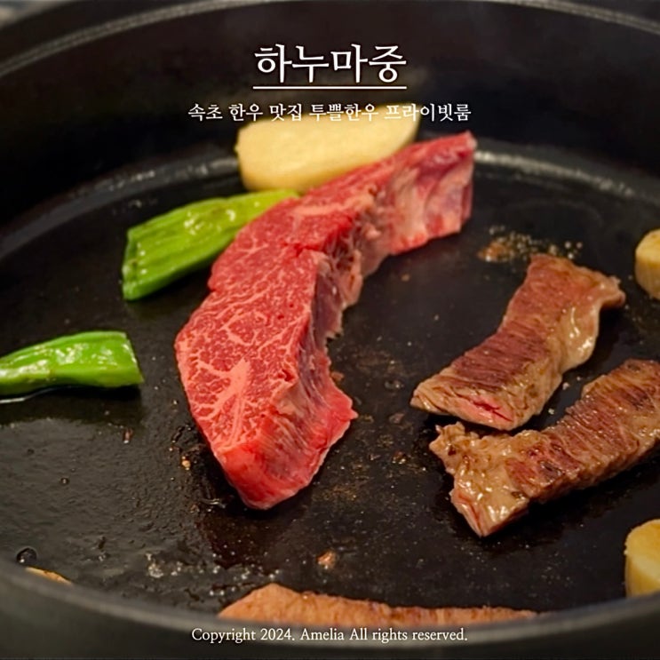  속초해수욕장 청초호 근처 프라이빗룸 속초 한우 맛집 하누마중 | 반려견동반