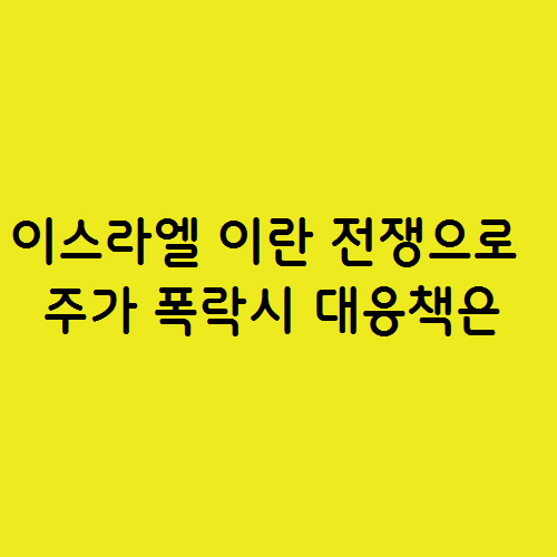 이스라엘 이란 전쟁으로 주가 폭락시 대응책은
