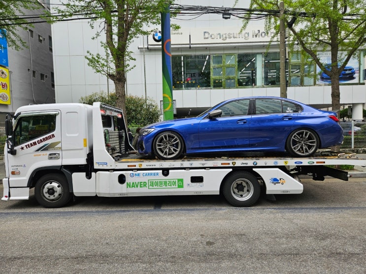  BMW M340i 김해시 주촌면 내삼리에서~동성모터스 BMW부산서면서비스센터 단독캐리어탁송 카캐리어 어부바탁송 수입차탁송. [제이원캐리어]