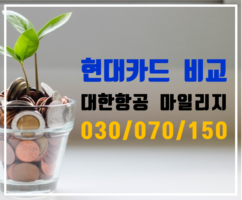 현대카드 대한항공 030 070 150 비교