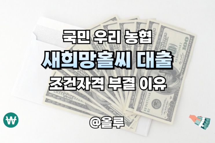  새희망홀씨 대출 국민은행 우리 농협 조건 자격 부결이유