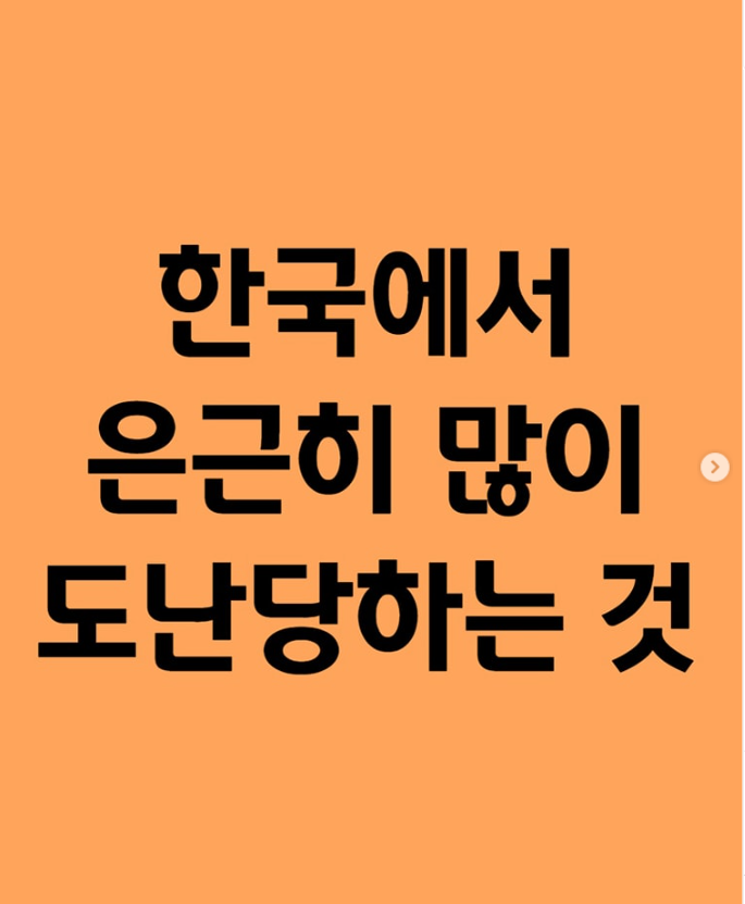  한국에서 은근히 많이 도난당하는 것