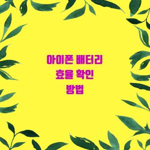  아이폰 배터리 상태 체크하세요!