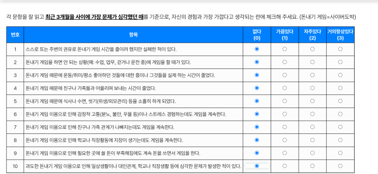  어이없는 진단조사