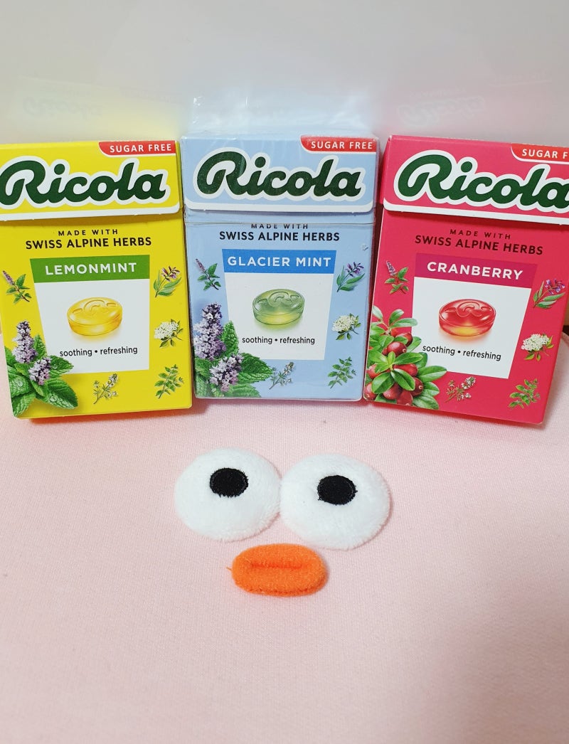 달지 않은 무가당 사탕 스위스 허브 캔디 리콜라(Ricola) /레몬 민트, 글라시어 민트, 크랜베리....