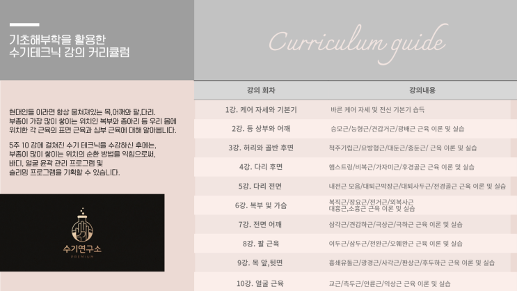  피부관리실 창업 / 10 년의 노하우를 담은 수기 테크닉 교육 안내.