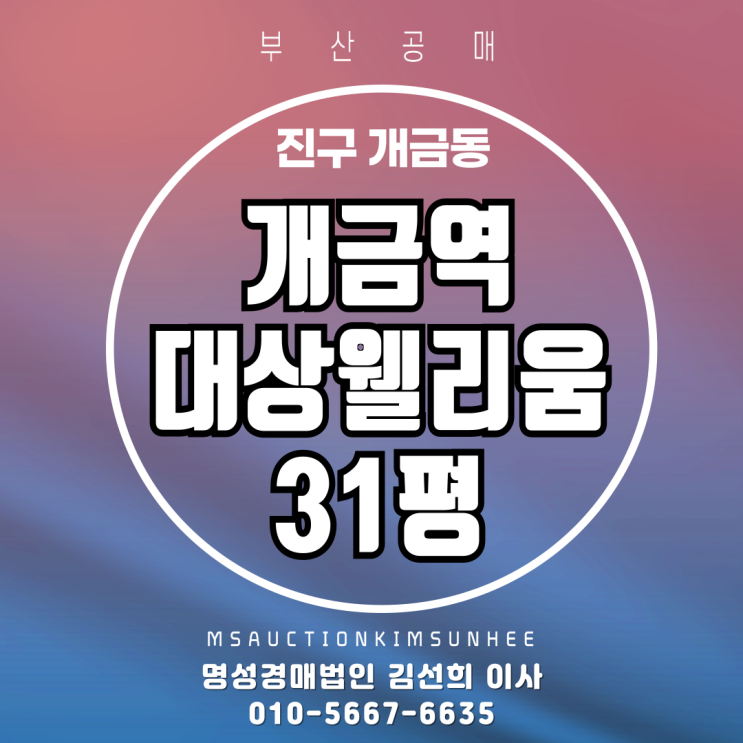  부산 진구 개금동 개금역대상웰리움 31평 2차 경매