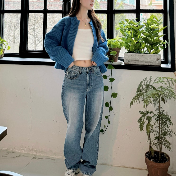  글로니 93 데님 팬츠 미드라이즈 바지 후기 (여자 청바지 코디)