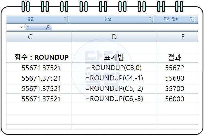 엑셀 소수점 버림 반올림 올림 라운드 함수 표기 사용법 : 네이버 블로그