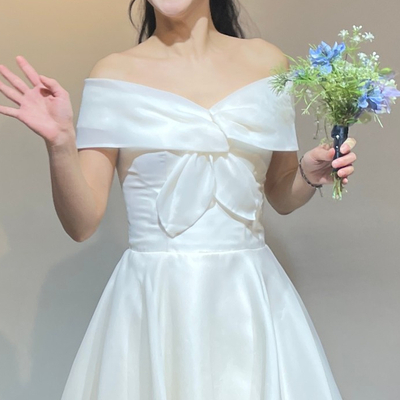  브라이드영 오간자 실크 풍성 변형불가 드레스 :: 리본 포인트