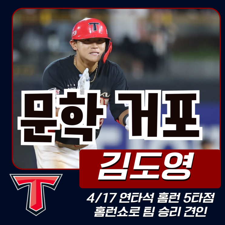 문학거포 <b>김도영</b> 연타석 홈런으로 팀 승리 견인 <b>최정</b> 갈비뼈... 
