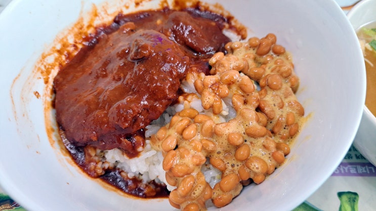 오늘의 괴식은 자칭 함바그 낫또동(丼) with 온리 인스턴트식품