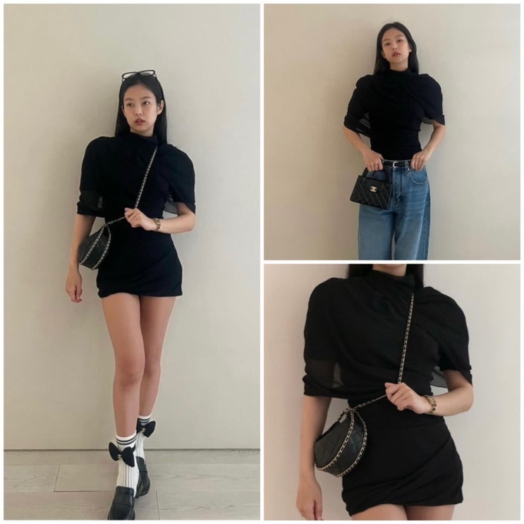  제니 자크뮈스 미니 블랙 원피스 코디 패션 살펴봐요