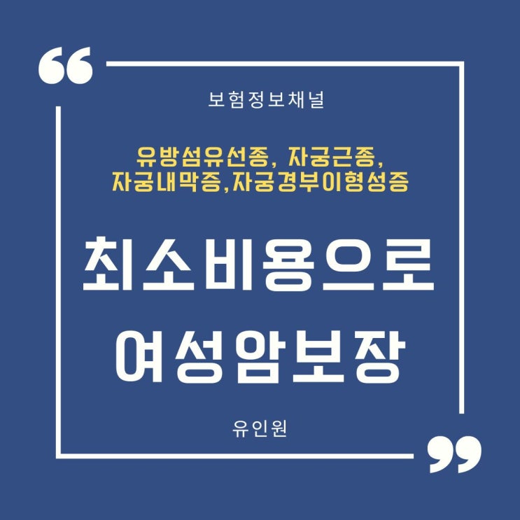 유방 섬유선종, 자궁근종, 자궁내막증, 자궁경부이형성증 암보험 가입- 최소비용으로 여성암 보장을 최대로 준비하는 방법