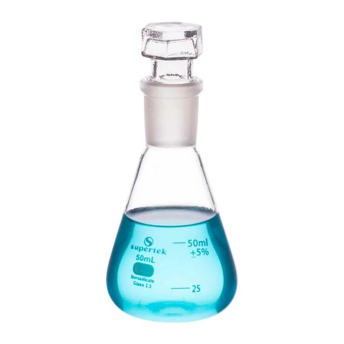  [유리초자] 유리 스토퍼 삼각 투명 플라스크, 29/32 Conical Clear Flask with Glass Stopper, 29/32
