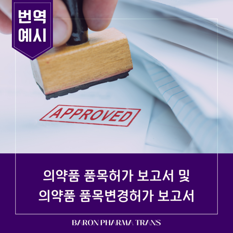 [번역 예시] 의약품 품목(변경)허가 보고서 번역