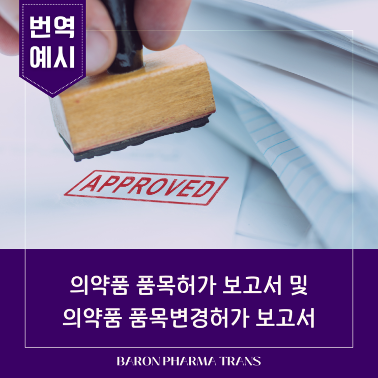  [번역 예시] 의약품 품목(변경)허가 보고서 번역