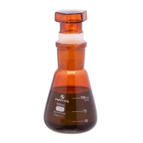  [유리초자] 유리 스토퍼 삼각 엠버 플라스크 Conical Amber Flask with Glass Stopper