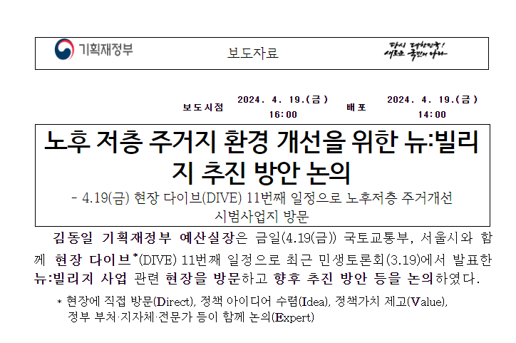 김동일 예산실장, 노후 저층 주거지 환경 개선을 위한 뉴:빌리지 추진 방안 논의 김동일 예산실장, 노후 저층 주거지 환경 개선을 위한 뉴:빌리지 추진 방안 논의