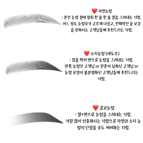  눈썹문신, 나에게 어울리는 기법