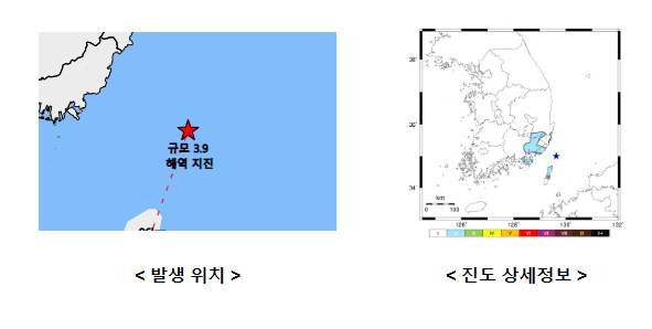 대한해협 규모 3.9 지진 발생 대한해협 규모 3.9 지진 발생