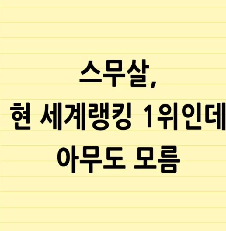  20살, 현 세계랭킹 1위인데 아무도 모름