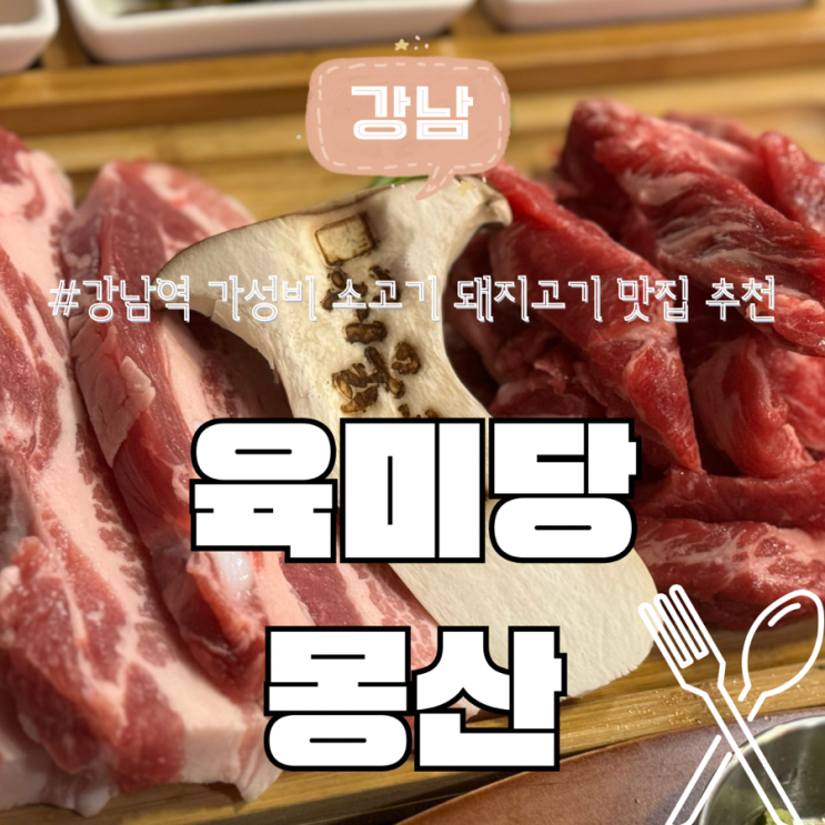  강남역 가성비 고기집 콜키지 무료 육미당 몽산(소고기 돼지고기) 내 돈 내산 상세 후기