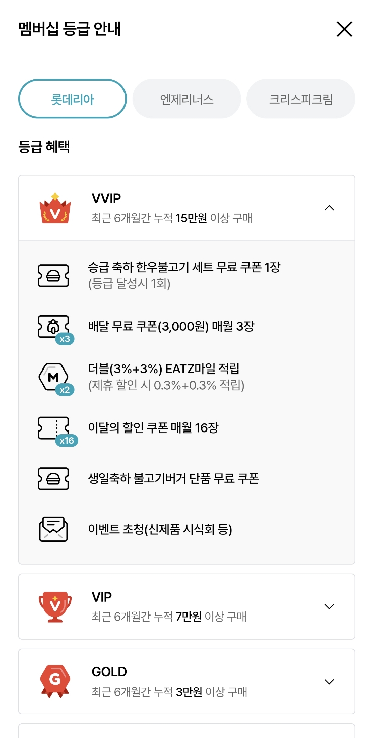 롯데리아 VVIP 해택