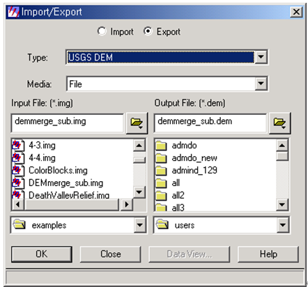 ERDAS 어다스에서 USGS DEM  등 공간자료 import 및 export 방법