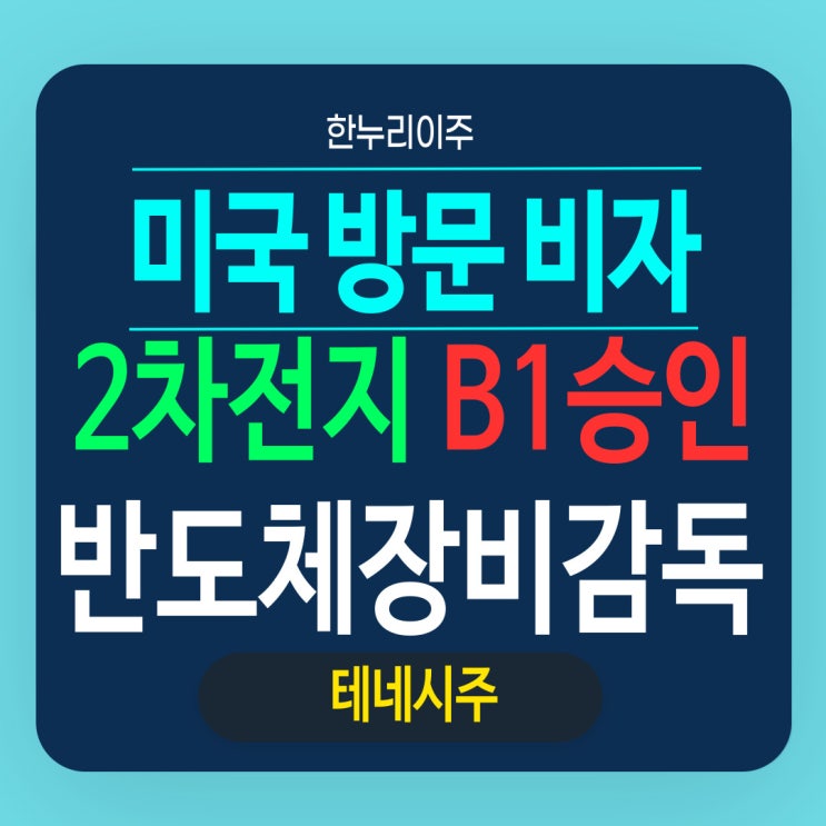  2차전지관련 반도체장비감독 관리  B1비자