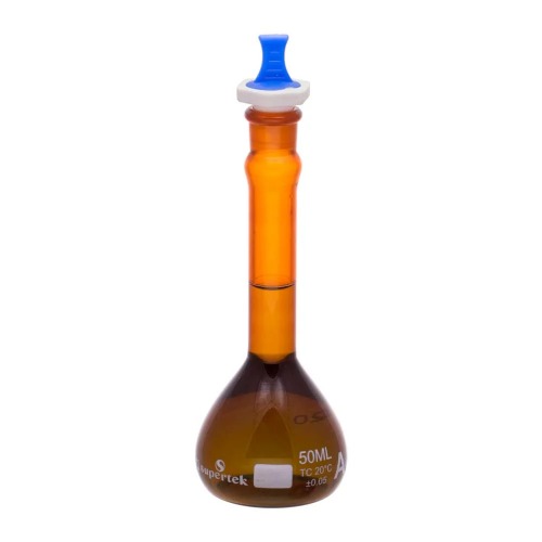  [유리초자] ASTM 광구 메스 용량 엠버 플라스크, Class A ASTM Wide Mouth Volumetric Amber Flask