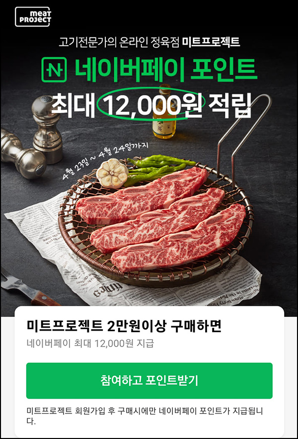 미트프로젝트 네이버페이 2만이상(네페 1.2만원 지급)페이코할인 or 토스할인