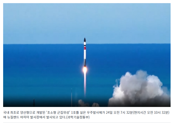 국산 ‘초소형 군집위성 1호기’ 발사 성공 확인…11월부터 지구관측 시작 국산 ‘초소형 군집위성 1호기’ 발사 성공 확인…11월부터 지구관측 시작