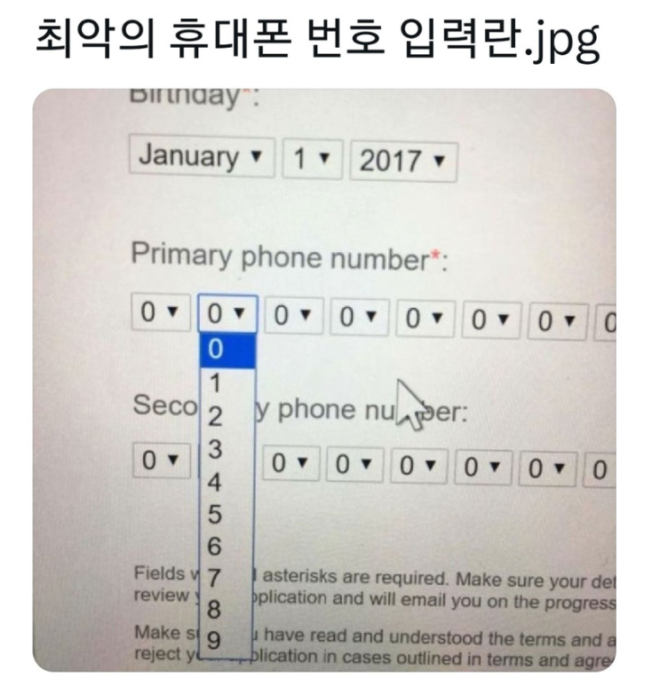  최악의 휴대폰 번호 입력란