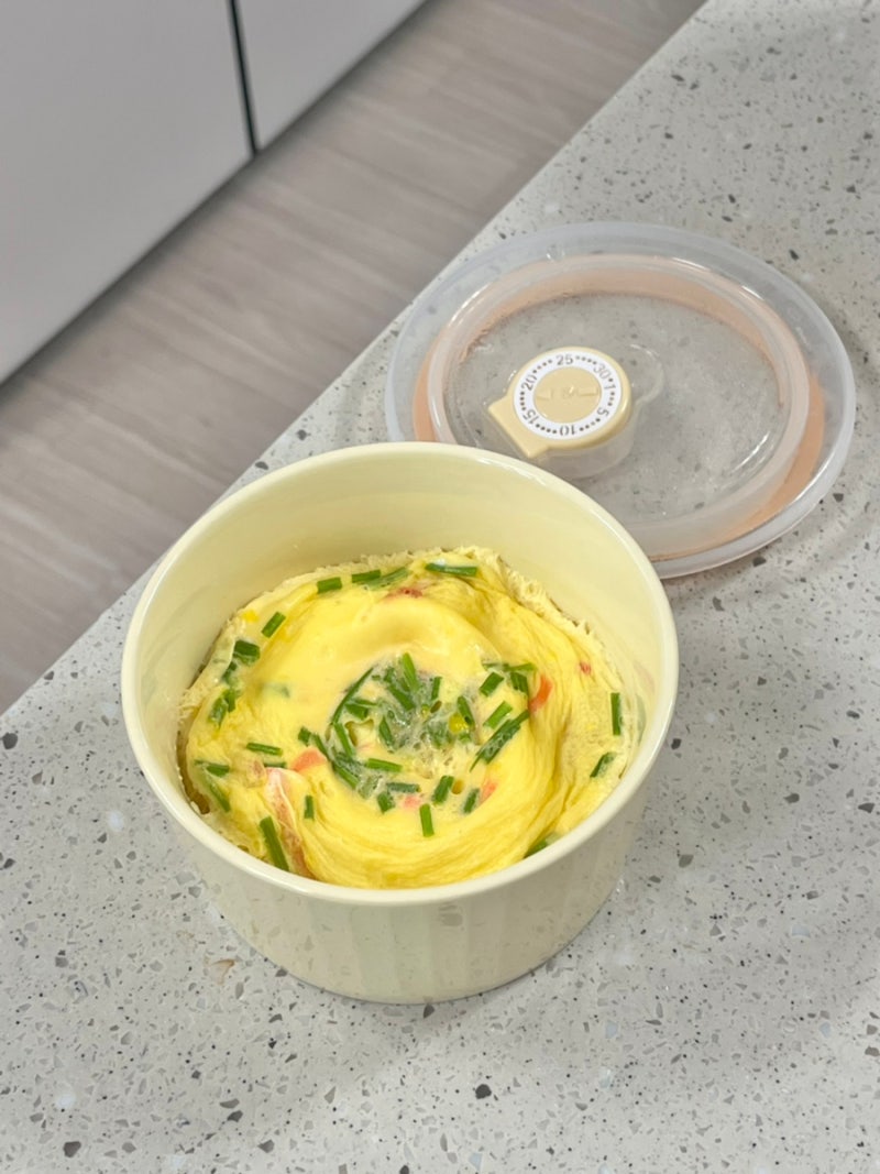 다이소 도자기 전자렌지 용기로 1인분 부드러운 전자렌지 계란찜 만들기