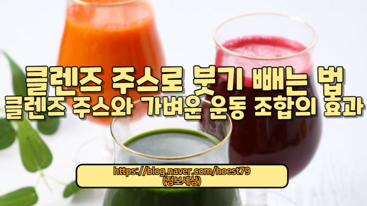  클렌즈 주스와 가벼운 운동으로 붓기를 해소하는 방법을 알아보세요. 다양한 클렌즈 주스 레시피와 실제로 효과를 본 사례!!