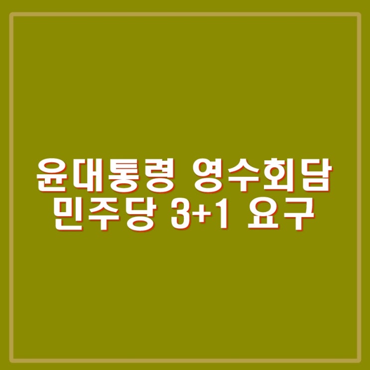 영수회담 민주당은 3+1 요구(사과, 채상병<b>특검</b>, <b>거부권</b>자제... 