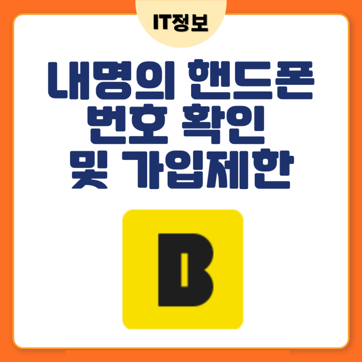  내명의 핸드폰번호 확인방법 및 개통제한 카카오뱅크로 간단하게