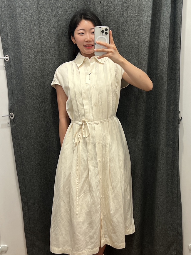  유니클로 린넨 셔츠 원피스 입어봤어요.