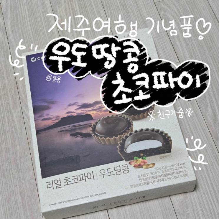  제주여행 기념품으로 받은 리얼초코파이 우도땅콩 선물용으로 딱임