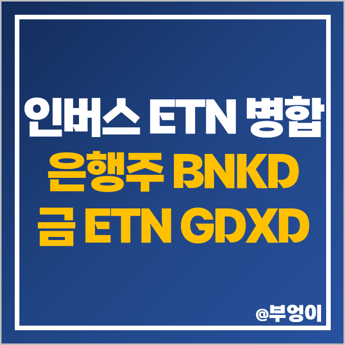 인버스 ETN 주식 액면병합 은행주 BNKD 금 관련주 GDXD