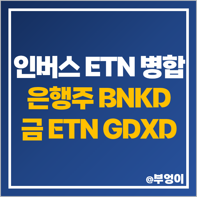 인버스 ETN 주식 액면병합 은행주 BNKD 금 관련주 GDXD 인버스 ETN 주식 액면병합 은행주 BNKD 금 관련주 GDXD