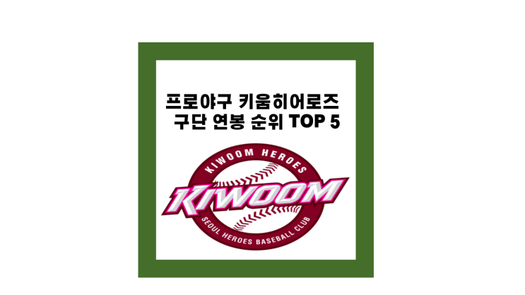 2024 KBO 프로야구 <b>키움</b>히어로즈 <b>구단</b> 연봉 순위 TOP 5