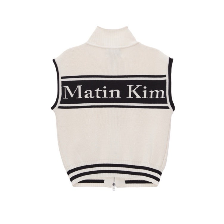 [MATIN KIM] 마뗑킴 니트 조끼 아이보리 / Matin Kim SPELL POINT STRIPE KNIT VEST IN IVORY / 니트 조끼 / 니트....