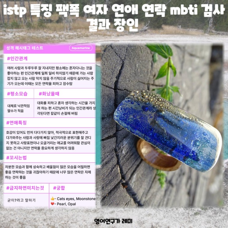 istp 특징 팩폭 여자 연애 연락 mbti 검사 결과 장인