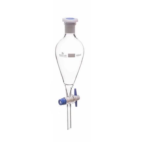  [유리초자] 분액 투명 깔때기 Squibb Shape Separating Clear Funnel with PP Stopper